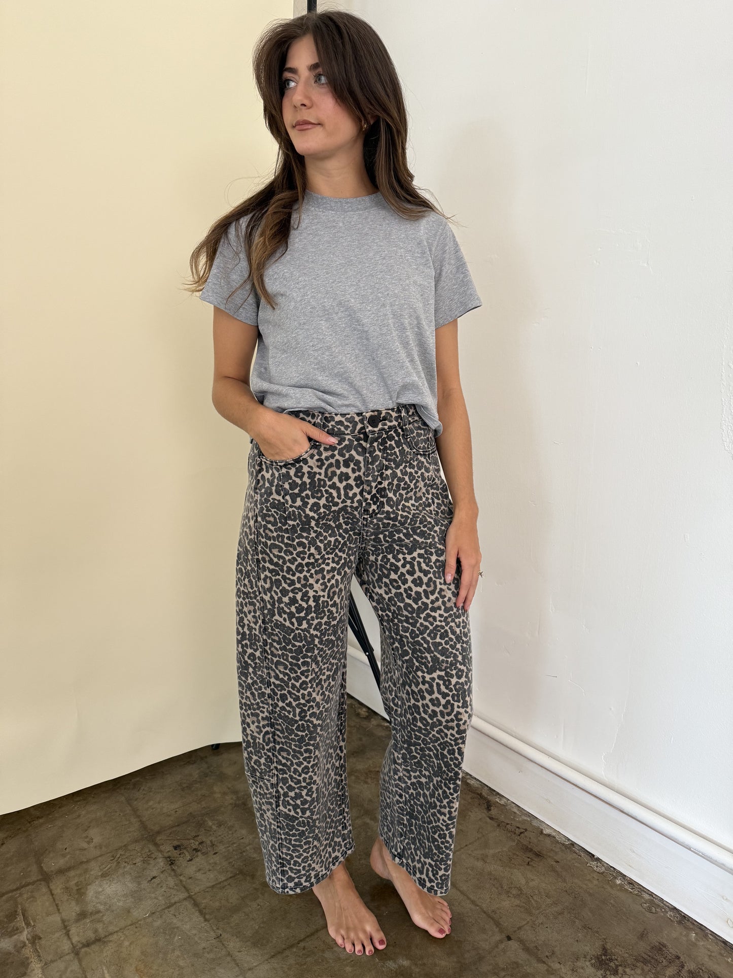 Miou Muse Zoey Leopard Balloon Leg Jeans