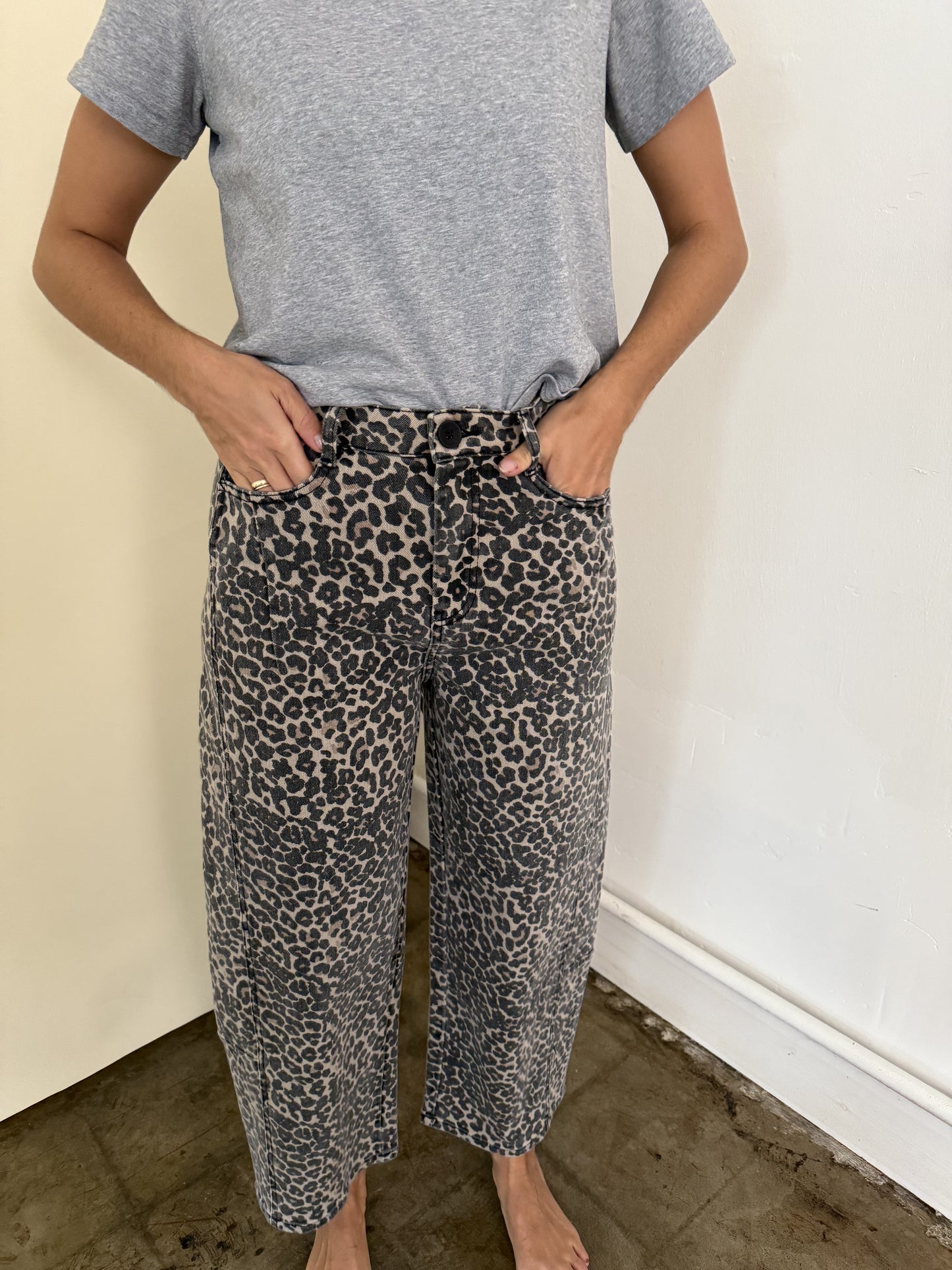 Miou Muse Zoey Leopard Balloon Leg Jeans