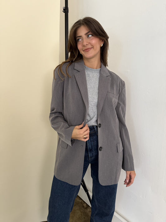 Leah Oversized Grey Blazer Jacket