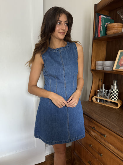 Layla Medium Denim Wash Sleeveless Mini Dress