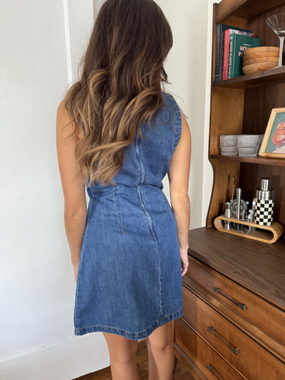 Layla Medium Denim Wash Sleeveless Mini Dress