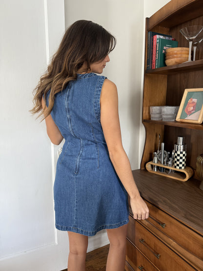 Layla Medium Denim Wash Sleeveless Mini Dress