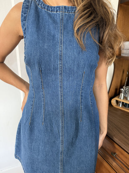 Layla Medium Denim Wash Sleeveless Mini Dress