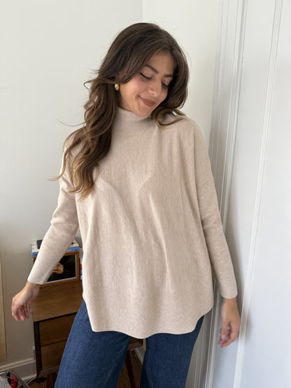 PINCH Lucille Beige Knit Turtleneck Top