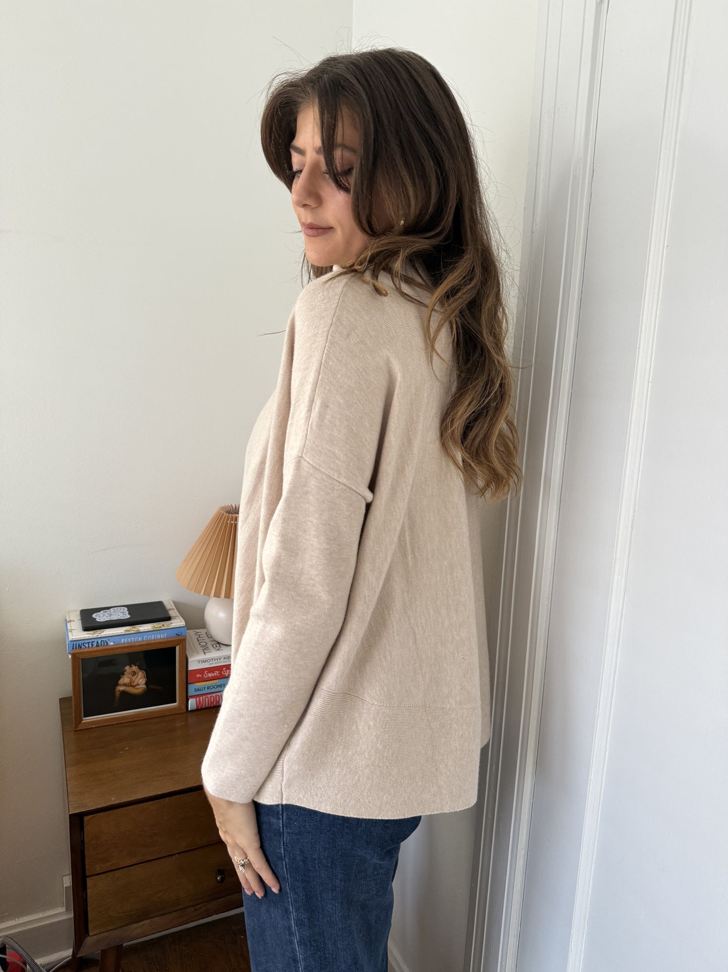 PINCH Lucille Beige Knit Turtleneck Top