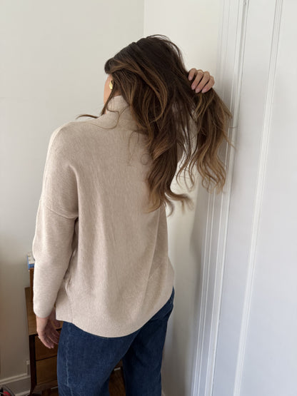 PINCH Lucille Beige Knit Turtleneck Top