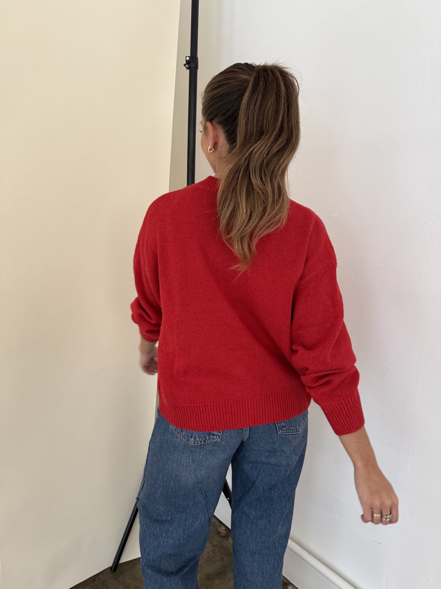 Millie Red Knit Buttoned Cardigan Sweater