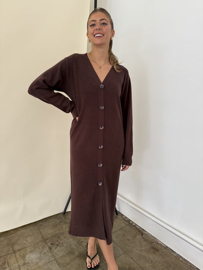 PINCH Mason Chocolate Knit Long Sleeve Midi Dress