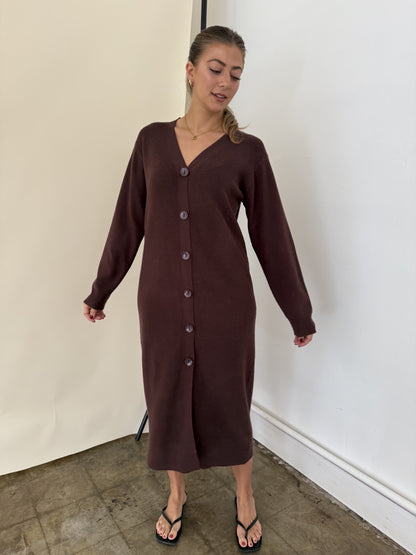 PINCH Mason Chocolate Knit Long Sleeve Midi Dress