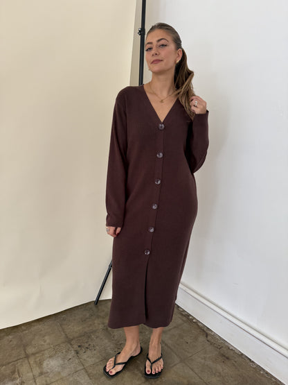 PINCH Mason Chocolate Knit Long Sleeve Midi Dress