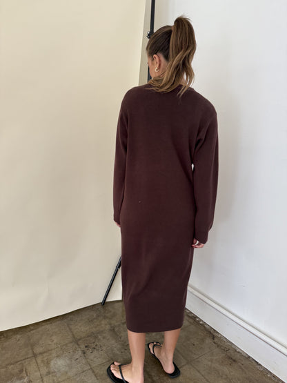 PINCH Mason Chocolate Knit Long Sleeve Midi Dress