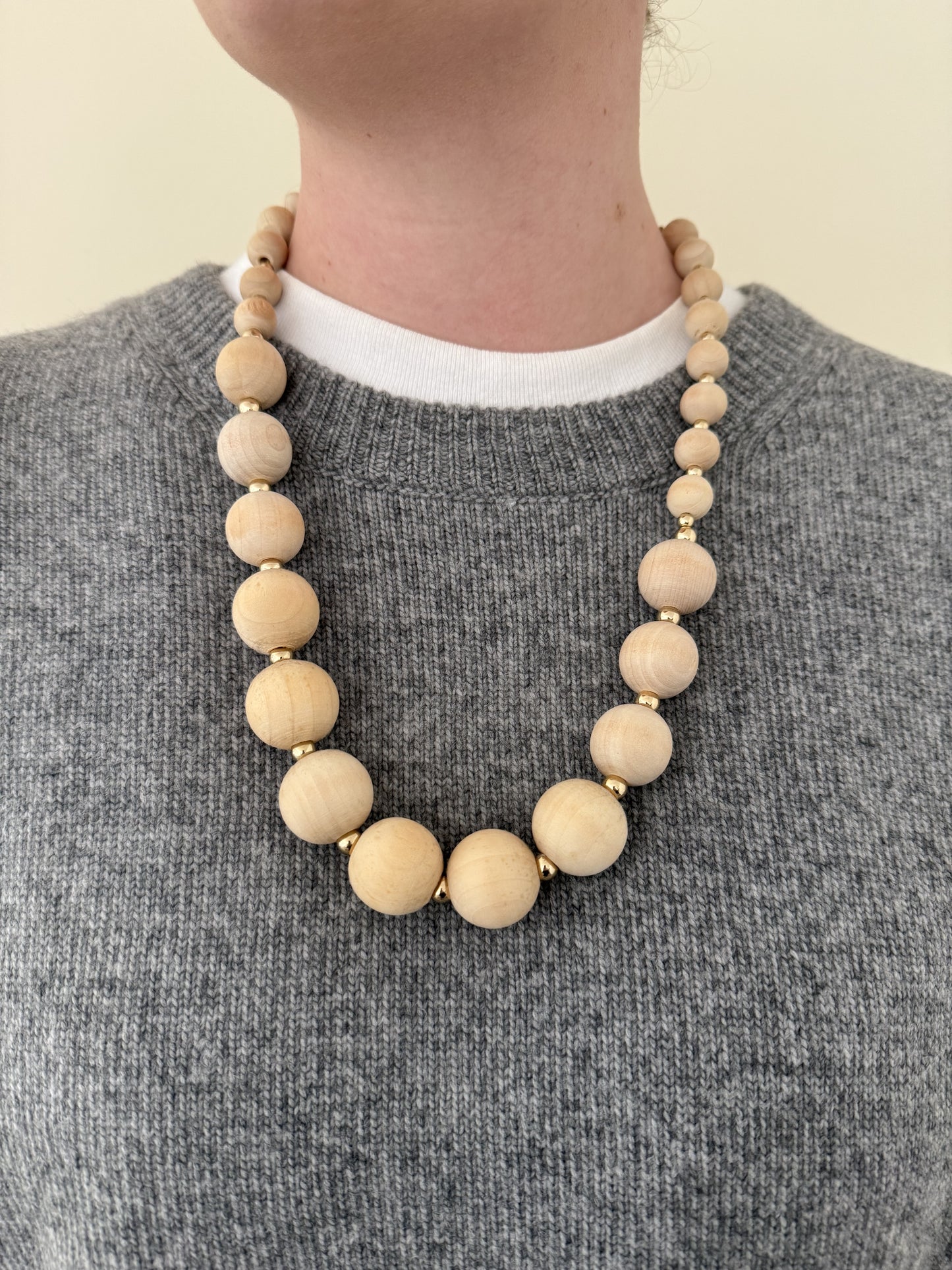 Wooden Beaded Long Necklace