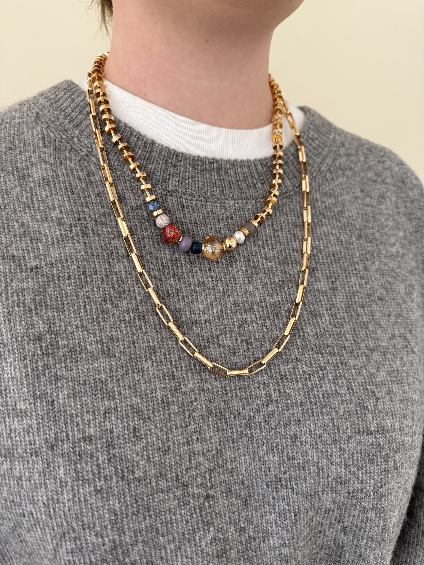 Gold Layered Beaded Necklace