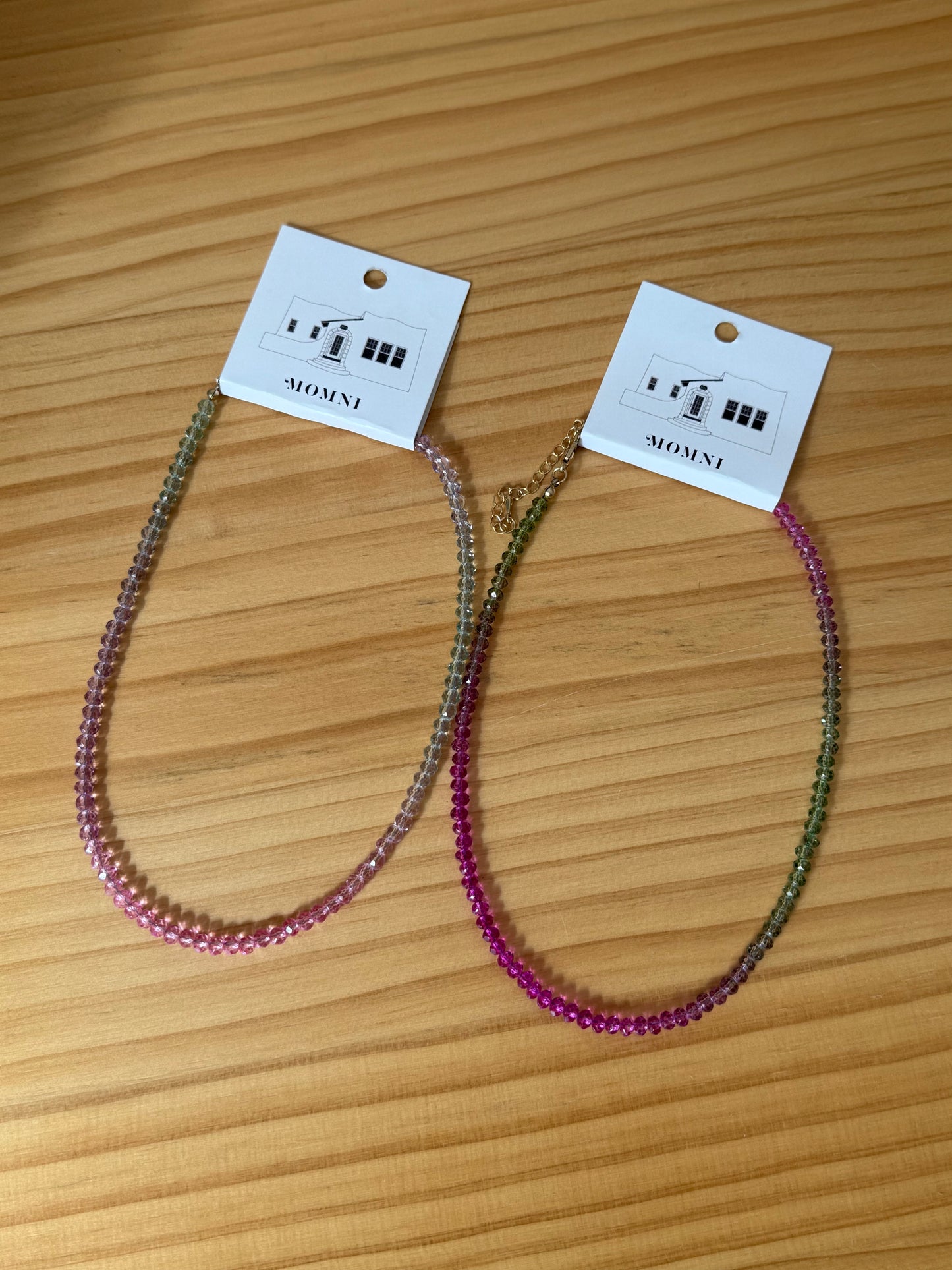 Colored Beaded Short Necklace (Two Colors)