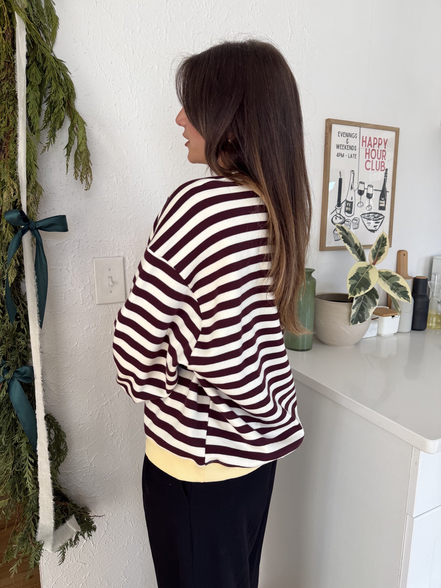 Things Between Phoebe Striped Cotton Pullover Sweatshirt (Butter)