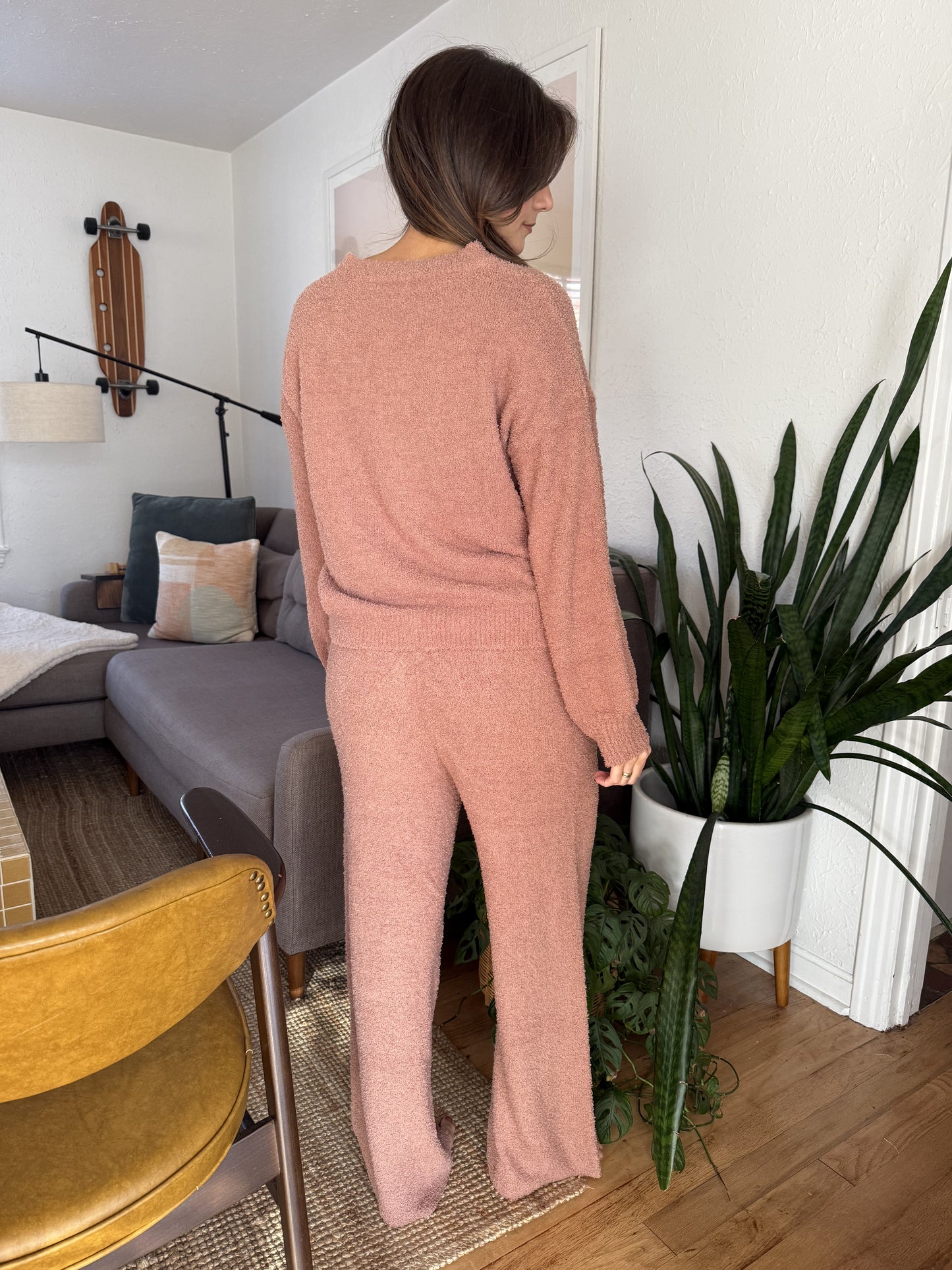 Molly Bracken Poppy Fuzzy Relaxed Knit Pants (Toffee)