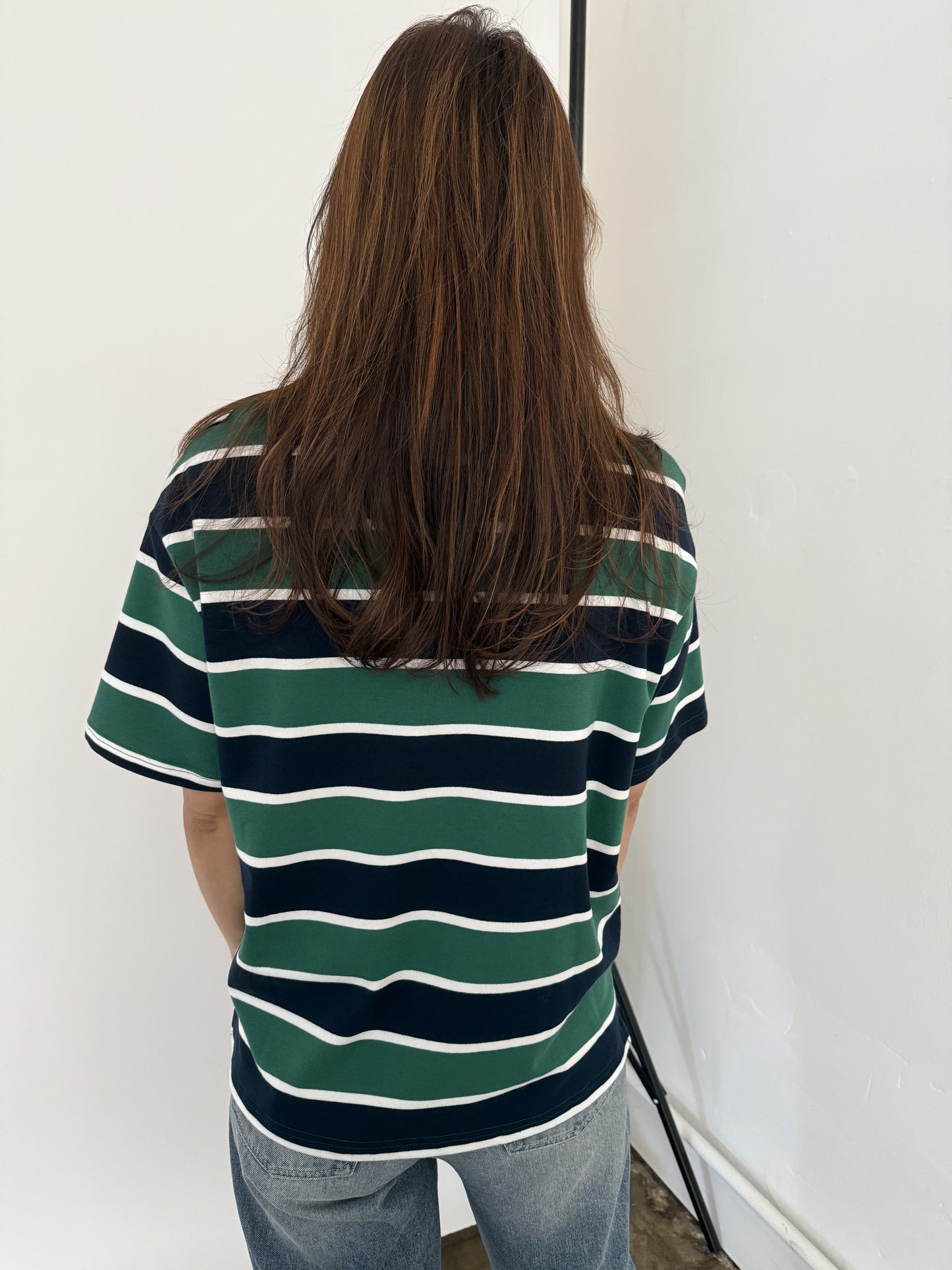 Bailey Rose Polly Striped Polo Collared Top (Green)