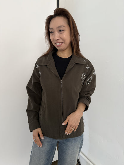 Bailey Rose Petra Olive Studded Rodeo Chore Jacket