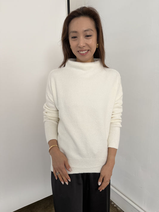 Peyton Ivory Mock Neck Knit Pullover Sweater