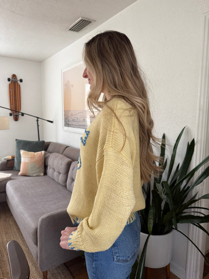 Bailey Rose Rory Knit Embroidered Pullover Sweater (Yellow)