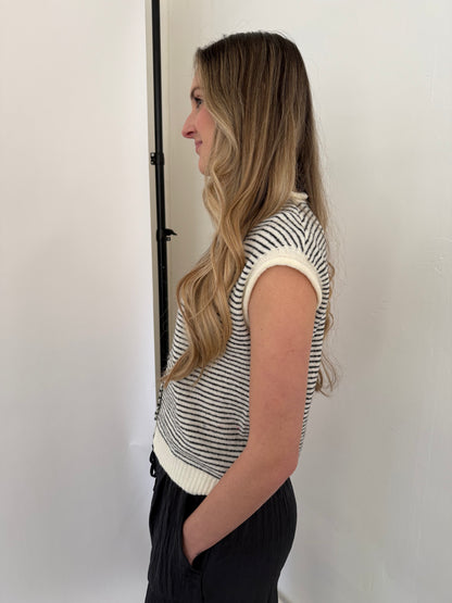 Things Between Sadie Striped Knit Button Top