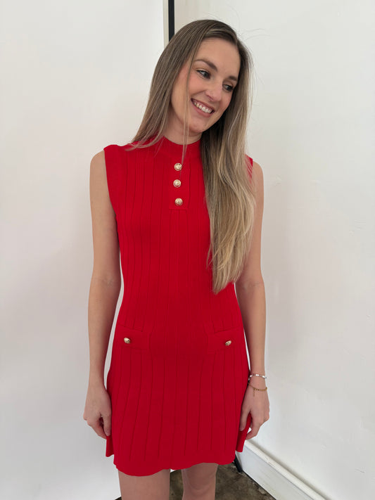 Sofie the Label Carly Red Sleeveless Knit Mini Dress