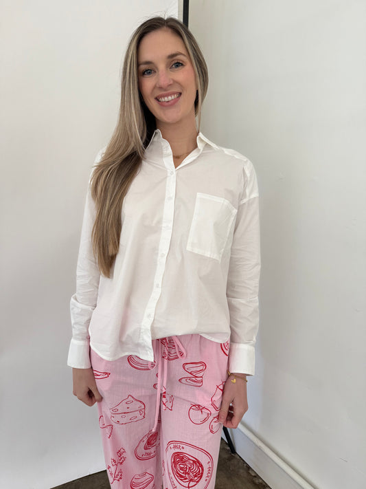 Tatum White Poplin Button Down Shirt