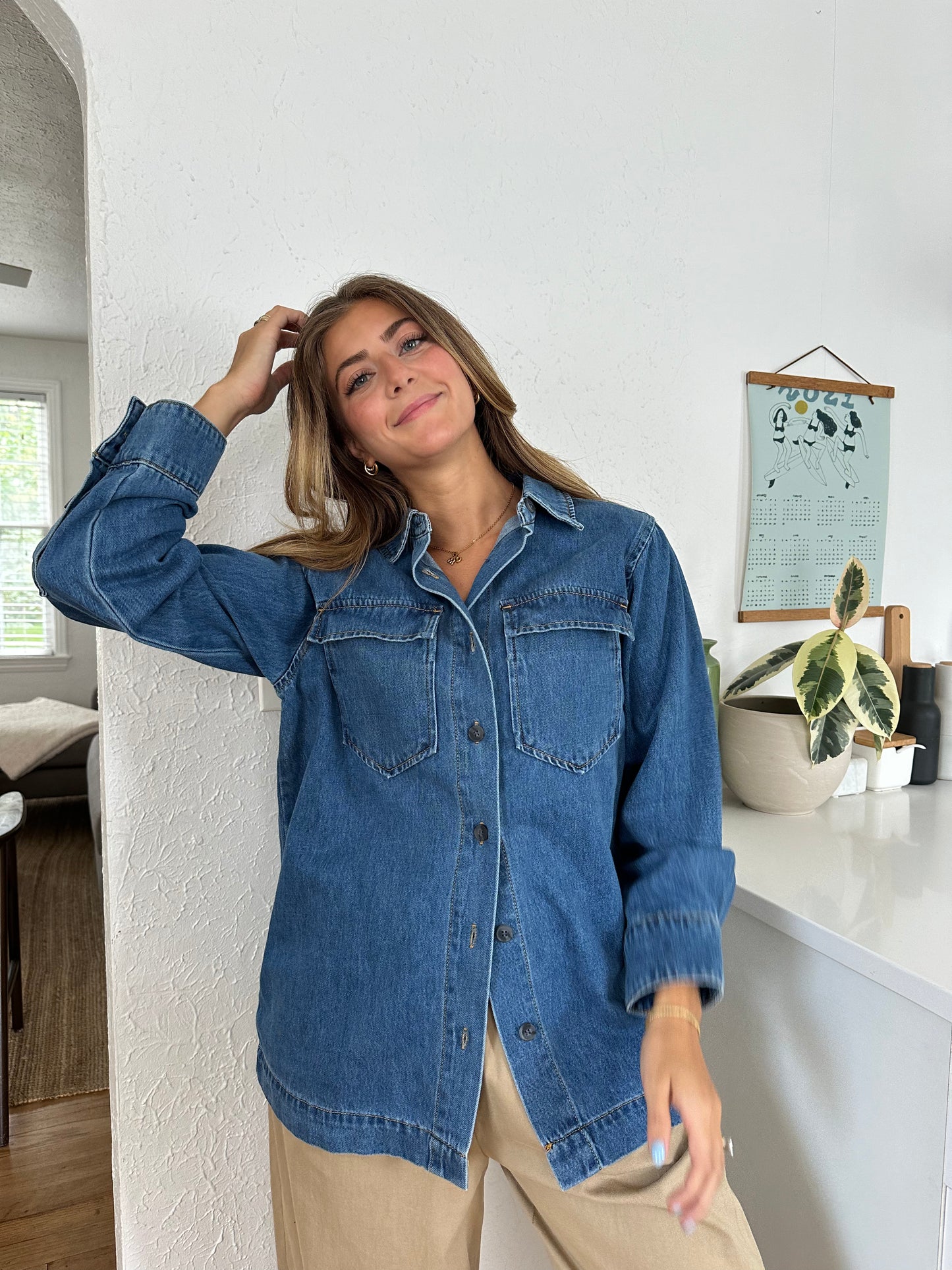 Things Between Cynthia Denim Oversized Button Shirt