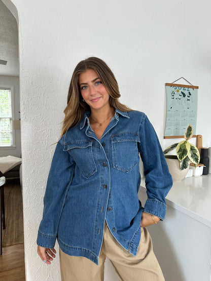 Things Between Cynthia Denim Oversized Button Shirt