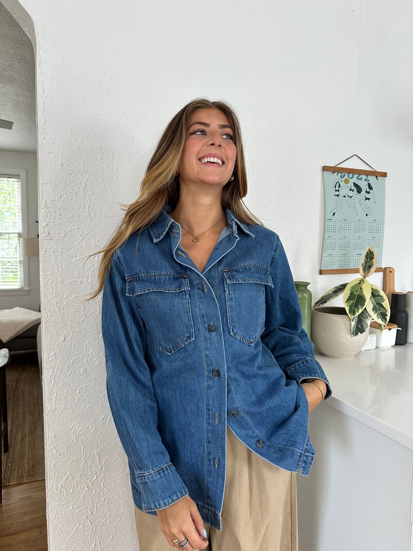 Things Between Cynthia Denim Oversized Button Shirt