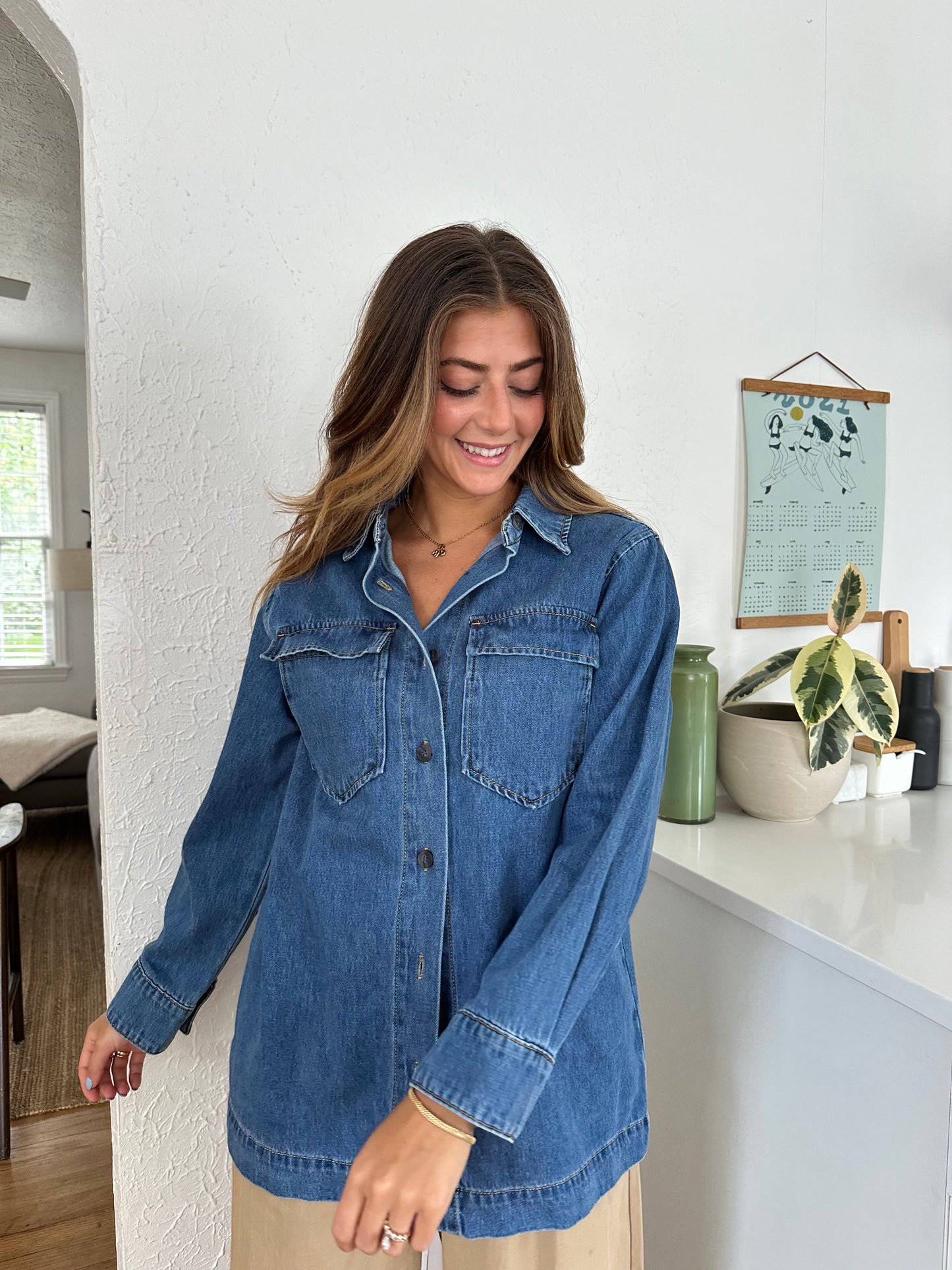 Things Between Cynthia Denim Oversized Button Shirt