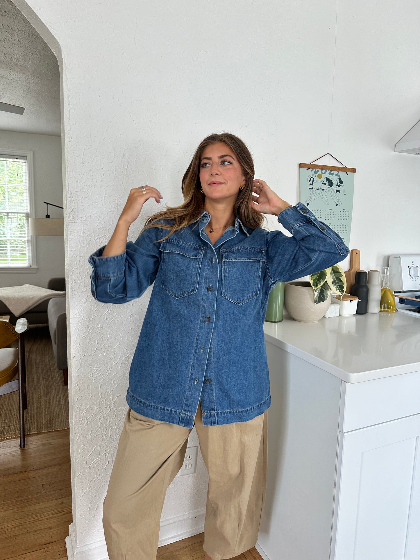 Things Between Cynthia Denim Oversized Button Shirt