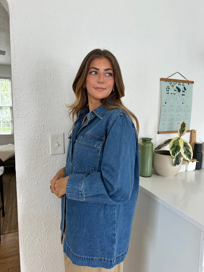 Things Between Cynthia Denim Oversized Button Shirt