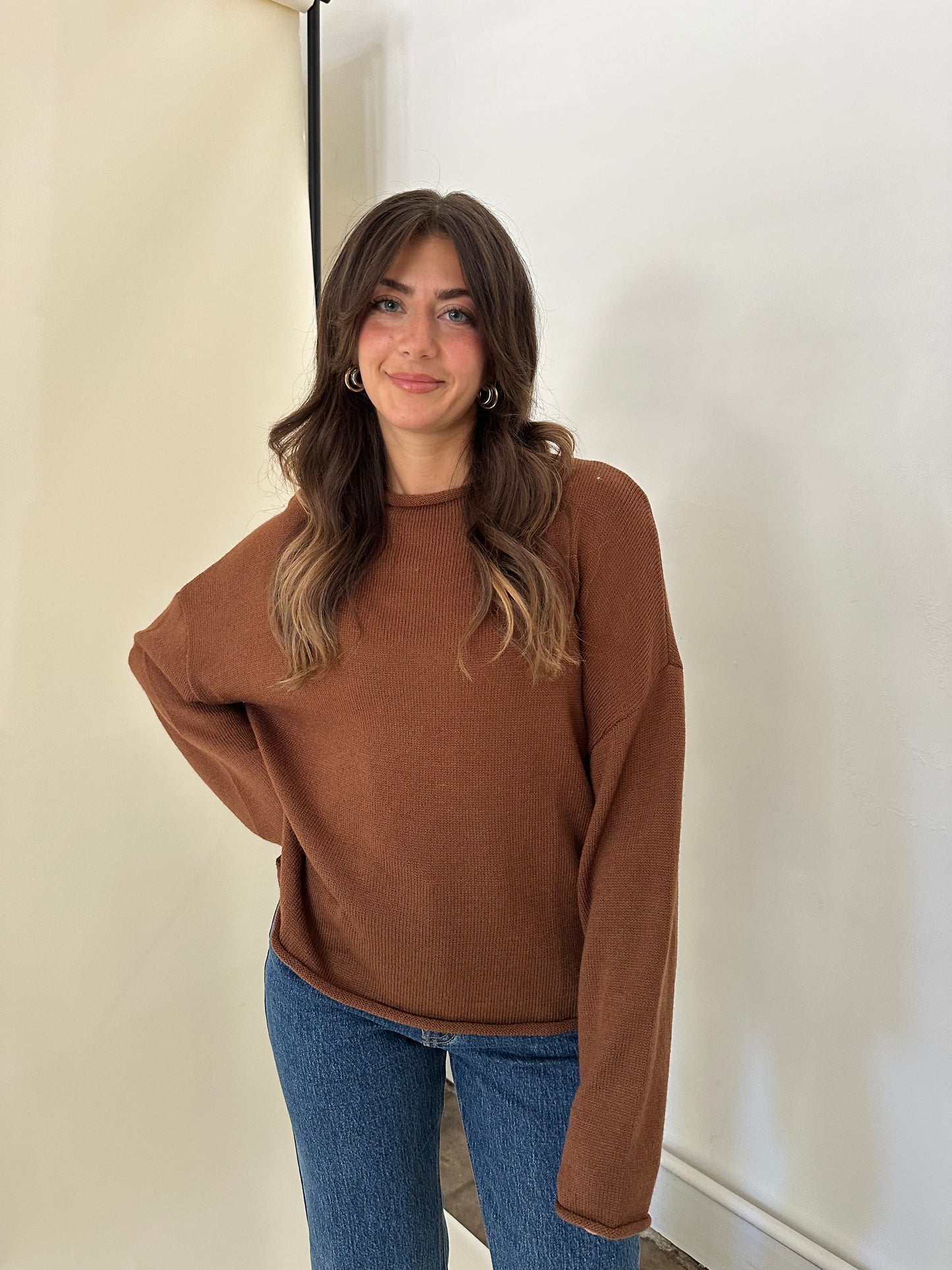 Things Between Dallas Mocha Wool Blend Pullover Sweater