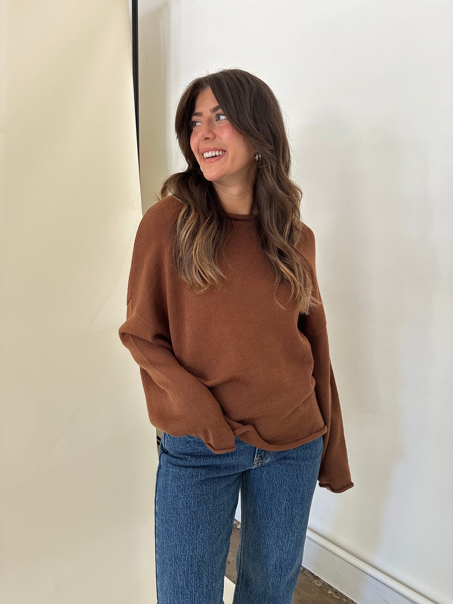 Things Between Dallas Mocha Wool Blend Pullover Sweater