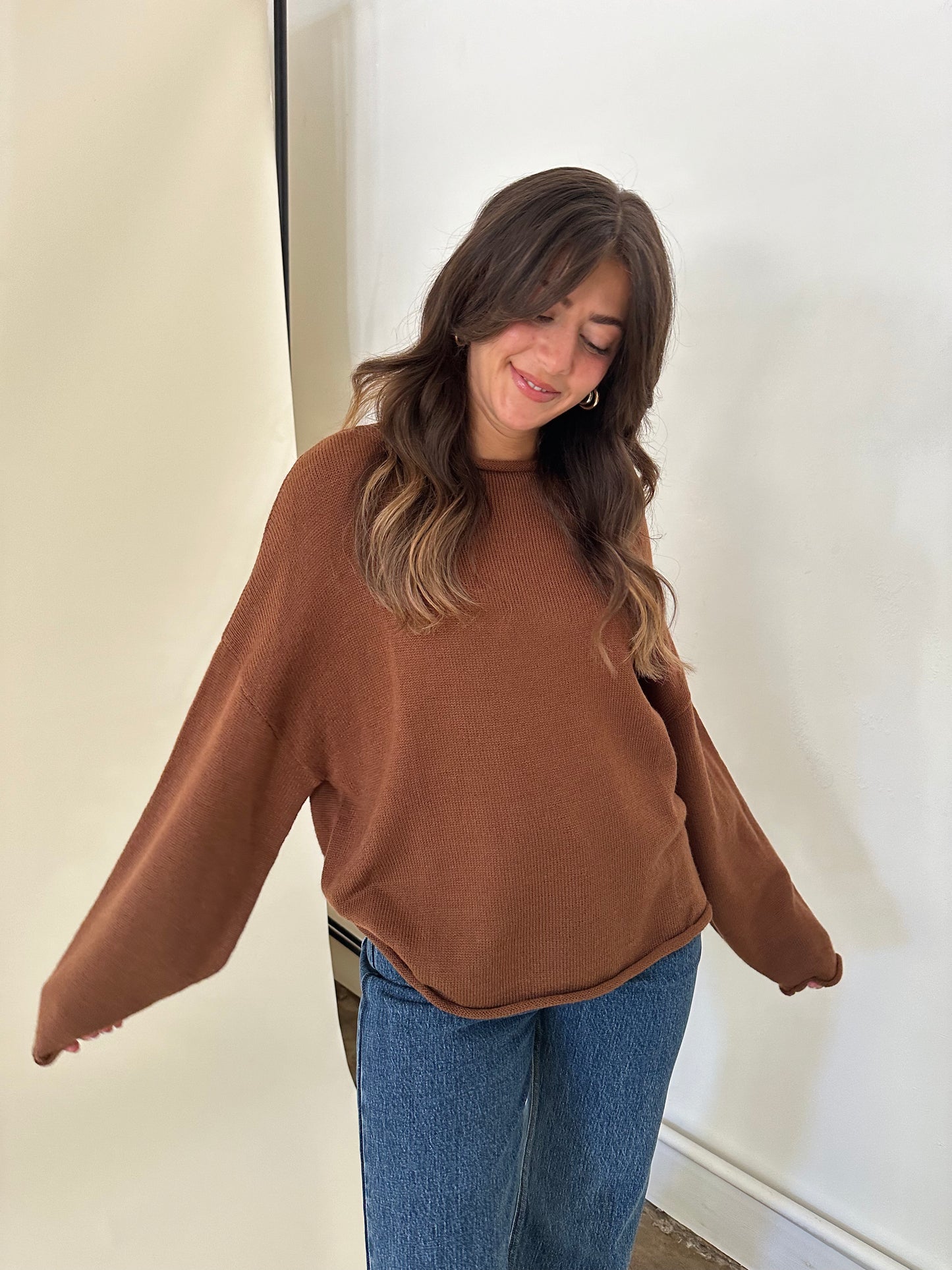 Things Between Dallas Mocha Wool Blend Pullover Sweater