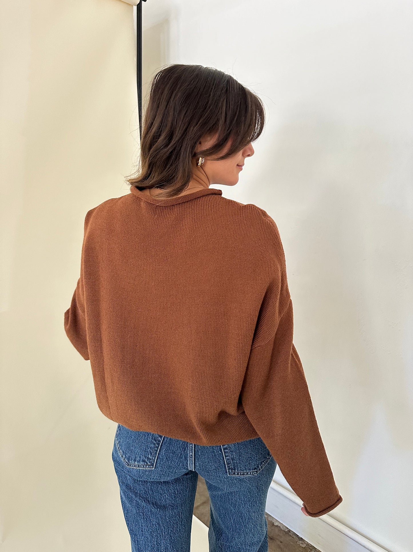 Things Between Dallas Mocha Wool Blend Pullover Sweater