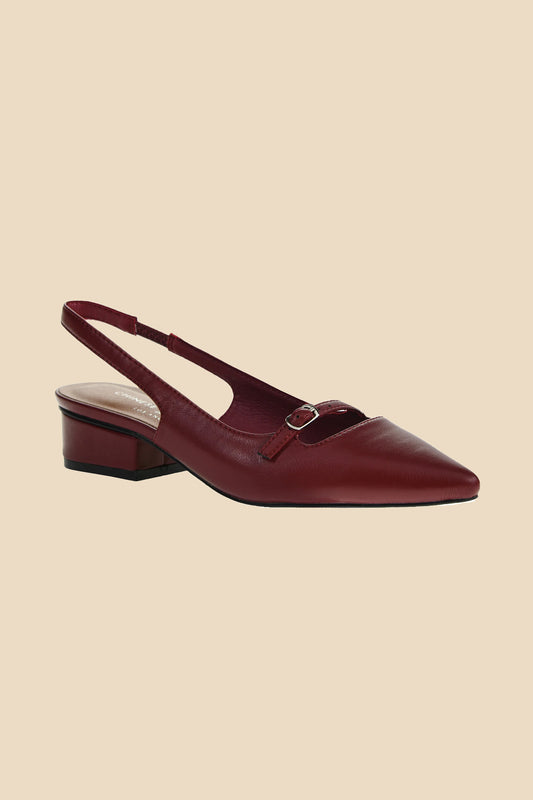 Chinese Laundry Maude Pointed Toe Slingback Low Heel (Wine)