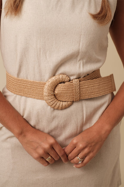 Semi-Circle Raffia Stretch Belt (Two Colors)