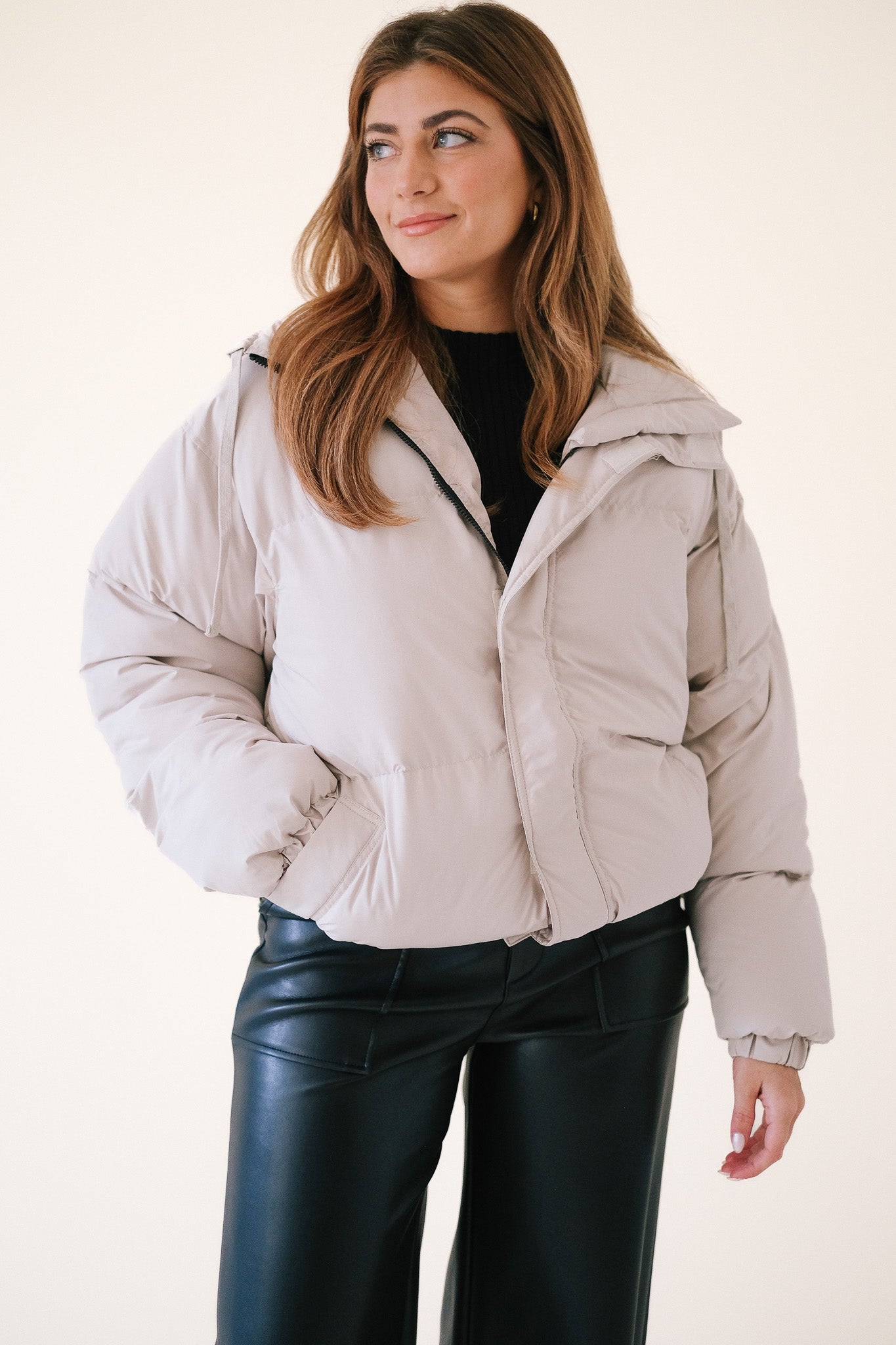 Bailey Rose Halsey Sand Puffer Zipper Jacket